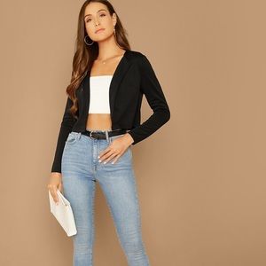 Shein open black crop blazer